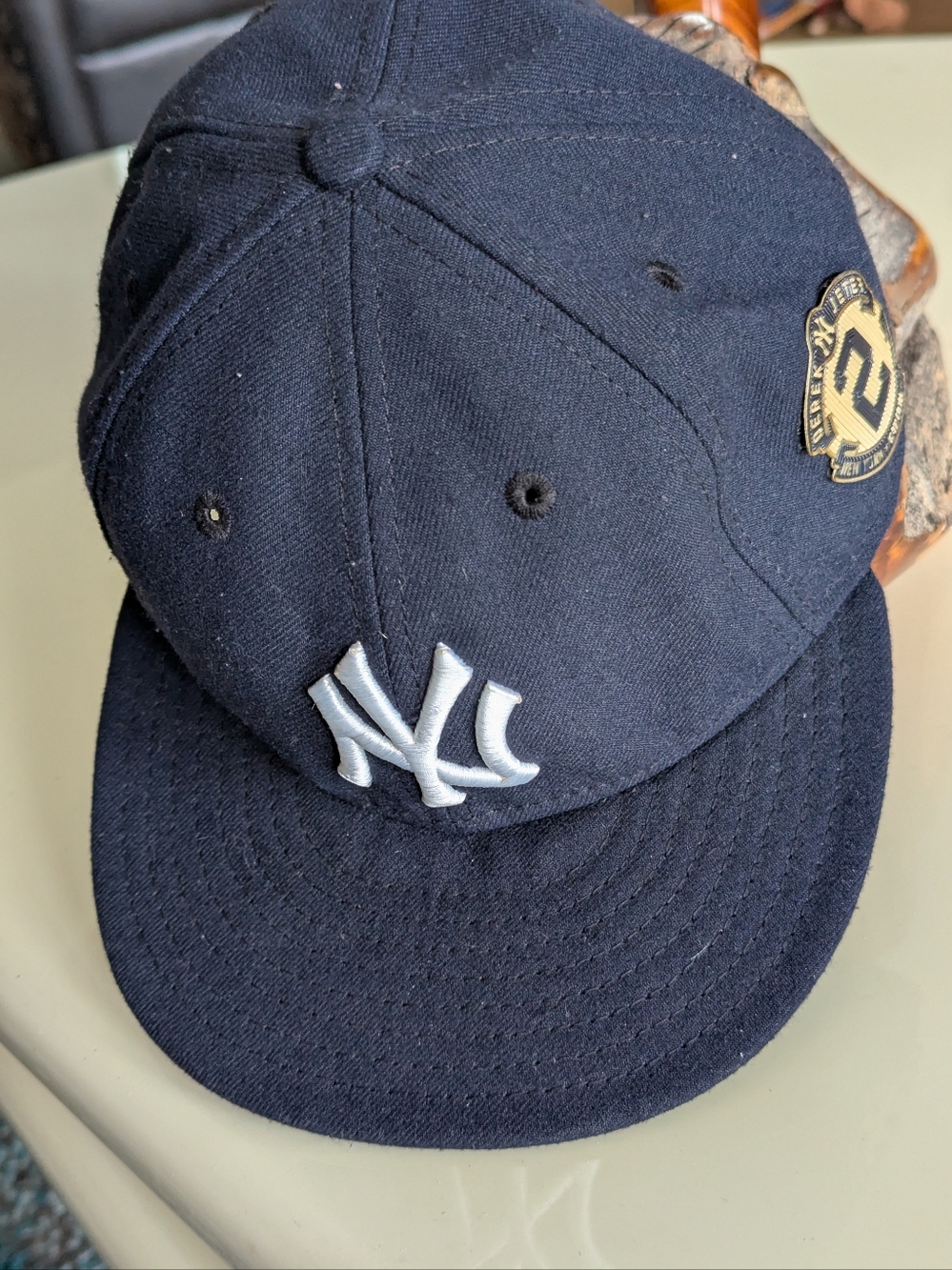 Navy Baseball Cap with Raised White NY Logo